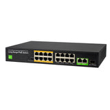 Ethernet PoE Switch w/2 Gigabit RJ45 Uplink and 1 SFP Port,16 10/100M PoE Ports