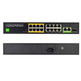 Ethernet PoE Switch w/2 Gigabit RJ45 Uplink and 1 SFP Port,16 10/100M PoE Ports