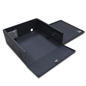 Wall or Floor Mount Enclosure Heavy Duty 16 Gauge Steel NVR & DVR Security Lockbox with AC Fan 18 x 18 x 5 Inches