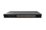 Gigabit Ethernet Unmanaged Rack Mount Switch with 24 RJ-45 10/100M Ports + 2 1000M Combo Port (RJ-45/SFP), (PoE-2026-24P-370)